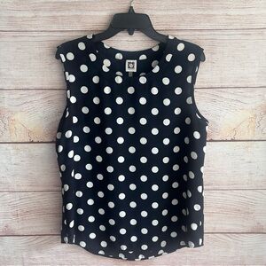 Anne Klein Black and White Polka Dot Blouse